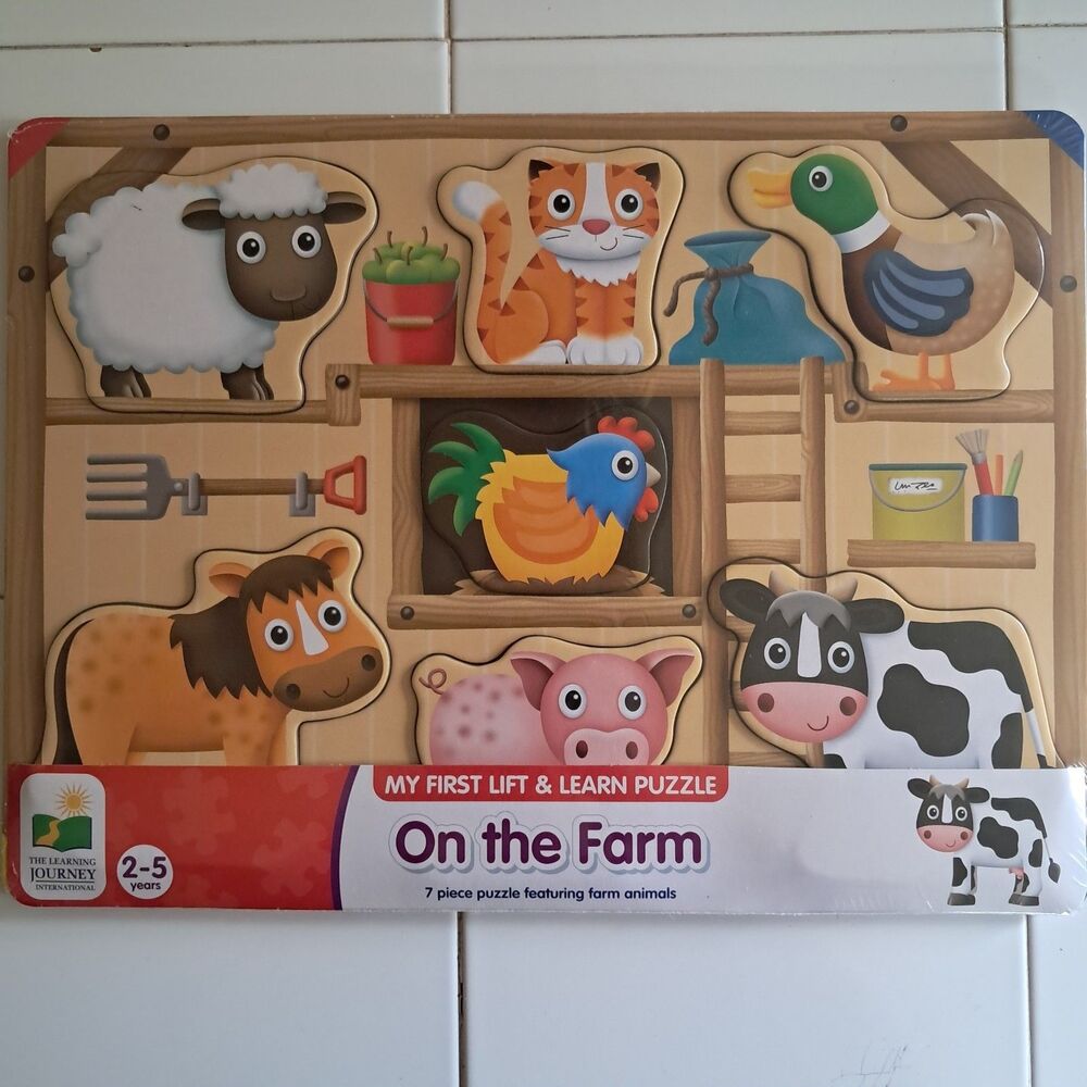 My First Lift & Learn Puzzle On The Farm 7 Piece Puzzle Farm Animals New